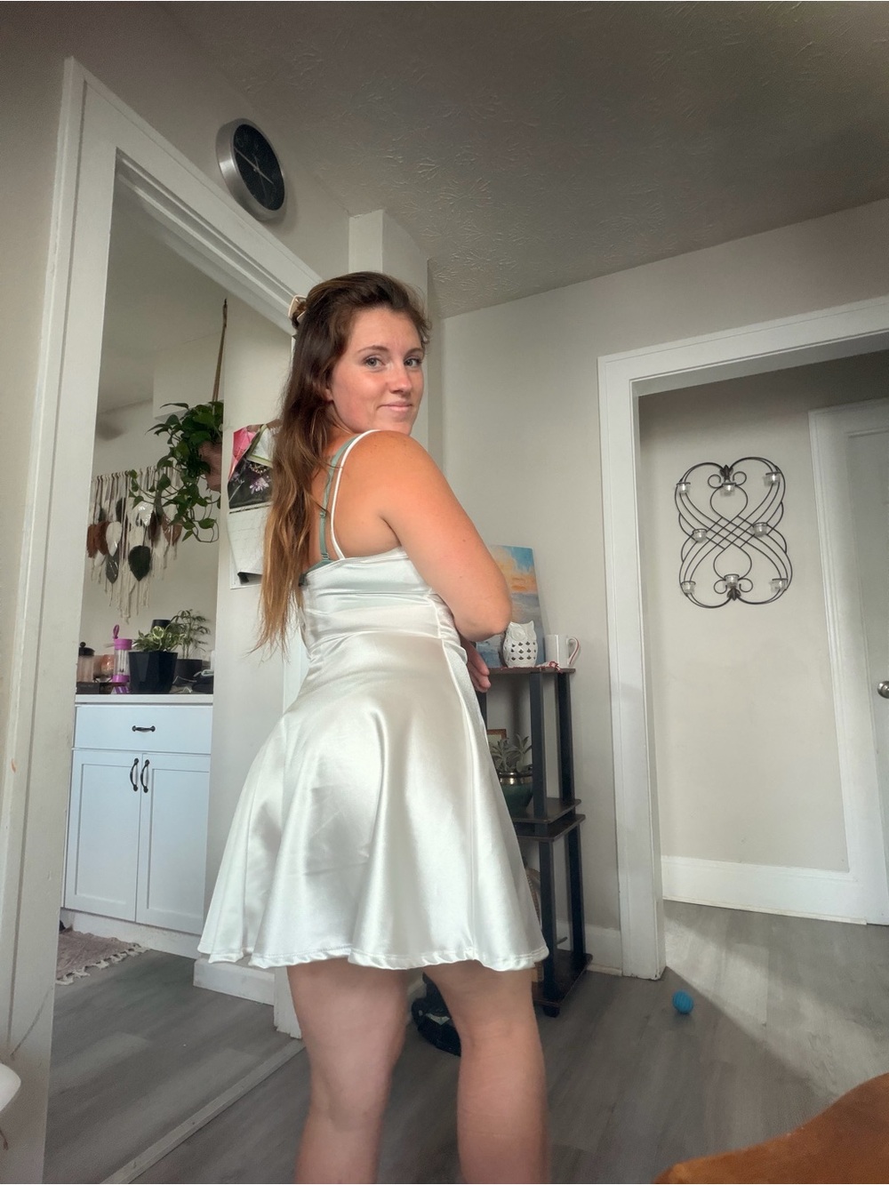 Windsor Ivory Satin Party Mini Dress - Picture 6 of 10